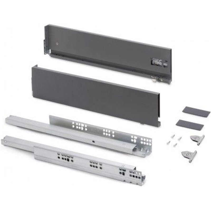 Tiroir extérieur Vertex 3D anthracite - 131 mm - 40 kg - pour fond 18 mm - 500 mm EMUCA