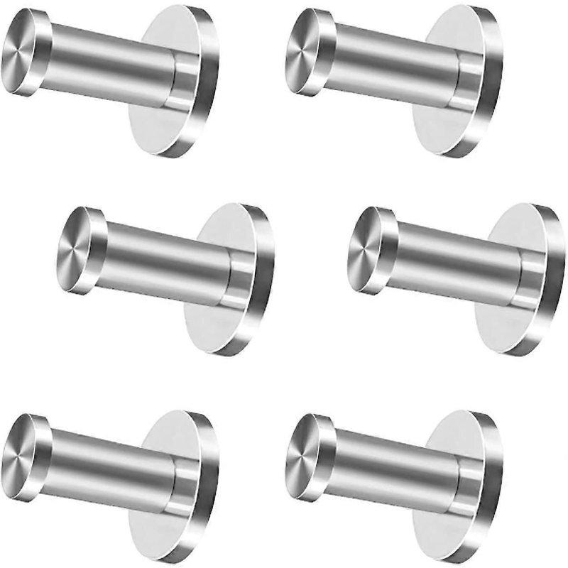 Lot de 6 patères murales en acier brossé pour salle de bain (5,1 cm)