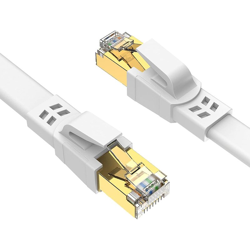 Cat 8 Ethernet Cable 1m - Network Cable 40Gbps 2000MHz Flat STP RJ45 LAN Cable Compatible with Router Modem Switch