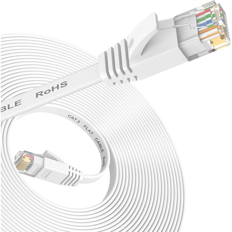 Ethernet Cable 3 m, Cat 6 Lan Cable High Speed Flat Network Cable Faster than Cat5e/Cat5, Internet Cable with RJ45 Connector, Compatible with Router, Modenm, Laptop, Ideal for Gaming