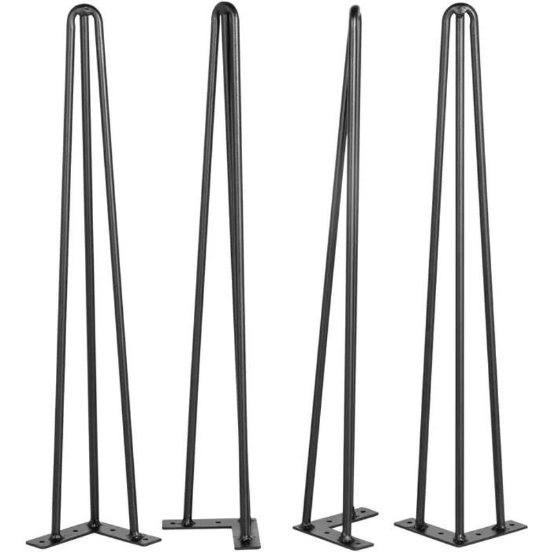 Pieds De Table En Épingle À Cheveux-Duoku-55,9cm-Lot De 4-Capacité De 100 Kg Chacun-3 Tiges-Acier Au Carbone-Noir