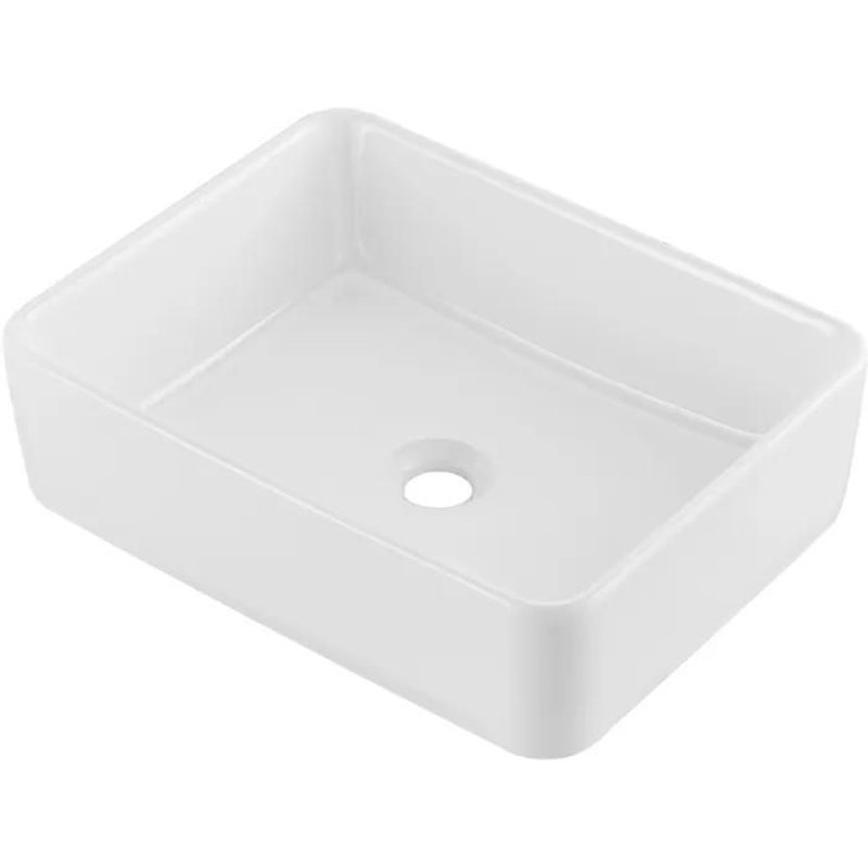 Lavabo Rectangulaire en Céramique Blanche-Duoku-19" x 14,7"-pour Comptoir de Salle de Bain-Style Moderne et Elégant-Bien Emballé