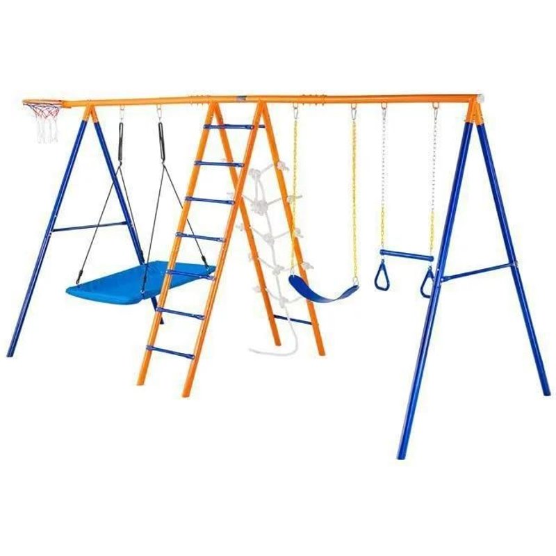 Ensemble De Balançoires 6 En 1-Duoku-Capacité De 200 Kg-2 Balançoires-Trapèze-Échelle-Filet D'escalade-Panier De Basketball