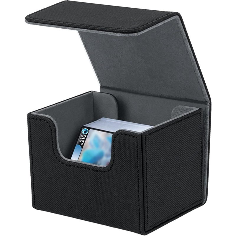 Loc-Boîte De Rangement Pour Mtg Cartes,Deck Box Rangement Pour 100+ Cartes À Manches Simples,Support De Cartes Pour Cartes Tcg,Étui De Rangement En Cuir Pu Per Deck Case-Noir