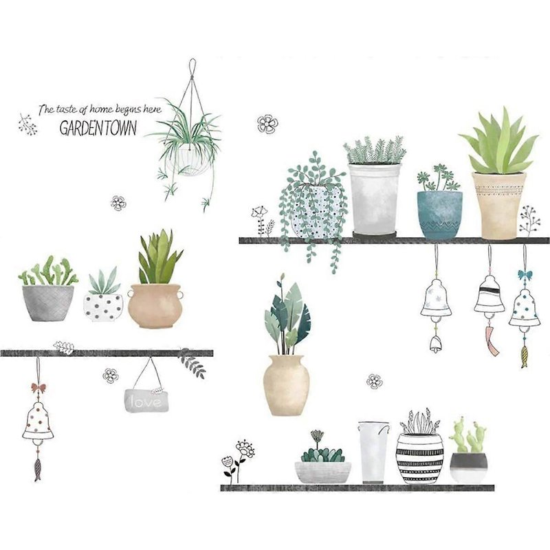 Stickers Muraux Plantes En Pot Stickers Muraux Décoration Murale Pour Chambre Salon Chambre D'enfant Art Diy Décoration Intérieure Stickers Muraux Peintures Murales Pour Fenêtres Porte Cabine