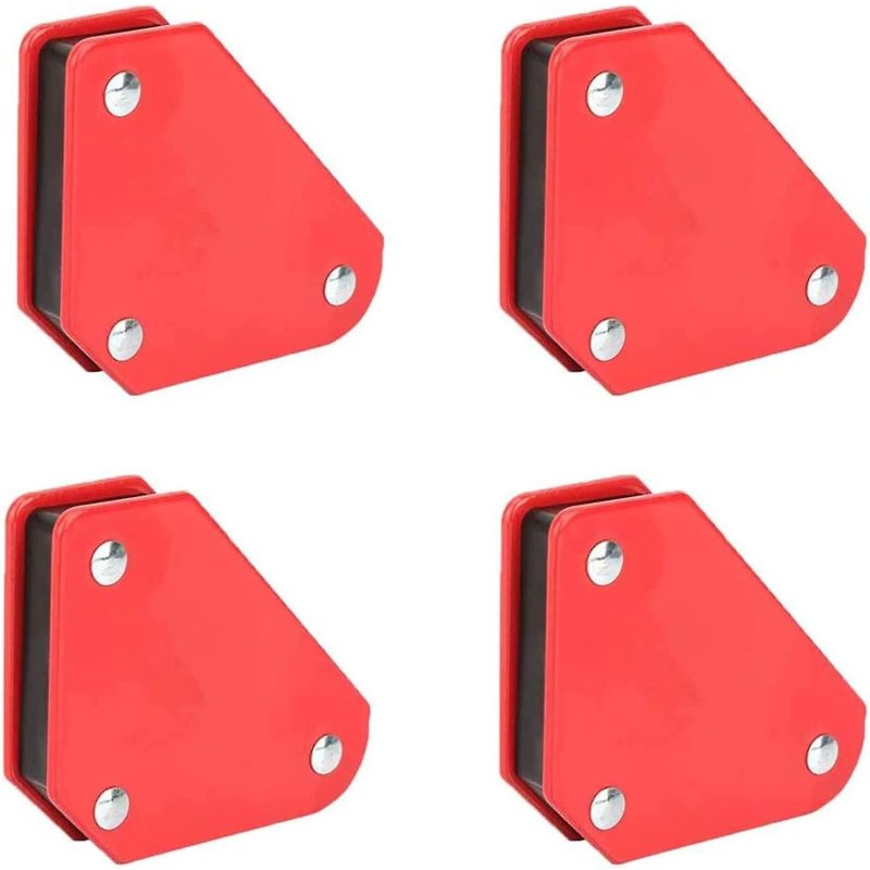 Lot de 4 supports de soudage magnétiques d'angle, pour soudage fixe (rouge)