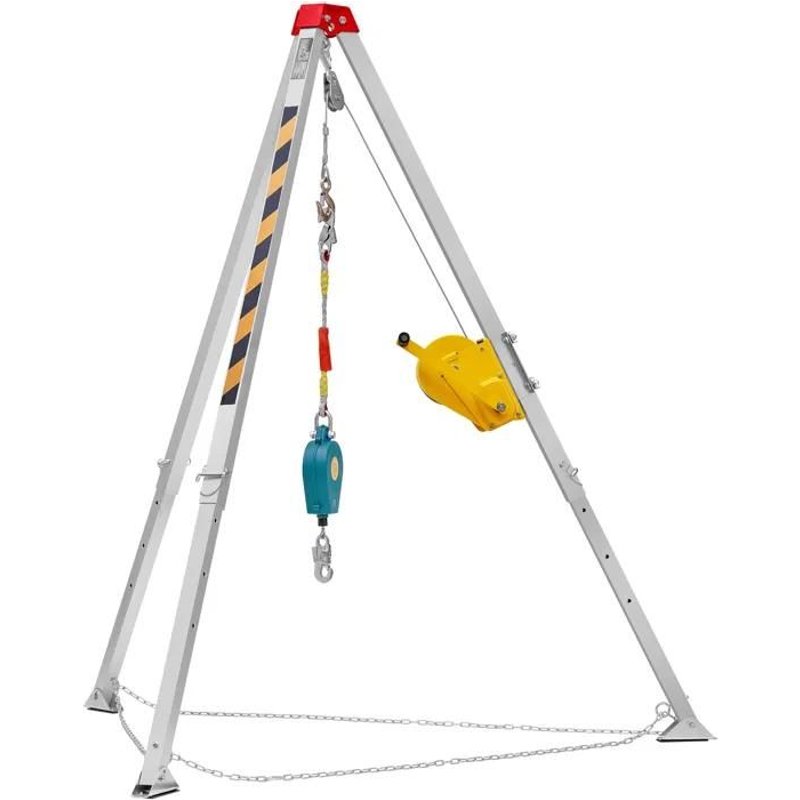 Kit de Trépied pour Espace Confiné-Duoku-1 180 kg-Pieds de 2,4 m et Câble de 29,8 m-Trépied de Sauvetage en Espace Confiné
