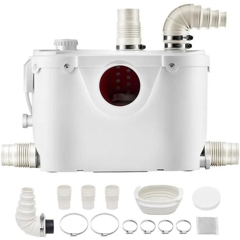 Broyeur Sanitaire 500 W pour WC-Duoku-Système Sanitaire avec 4 Entrées-débit de 110 L/min-hauteur de Refoulement de 8 m