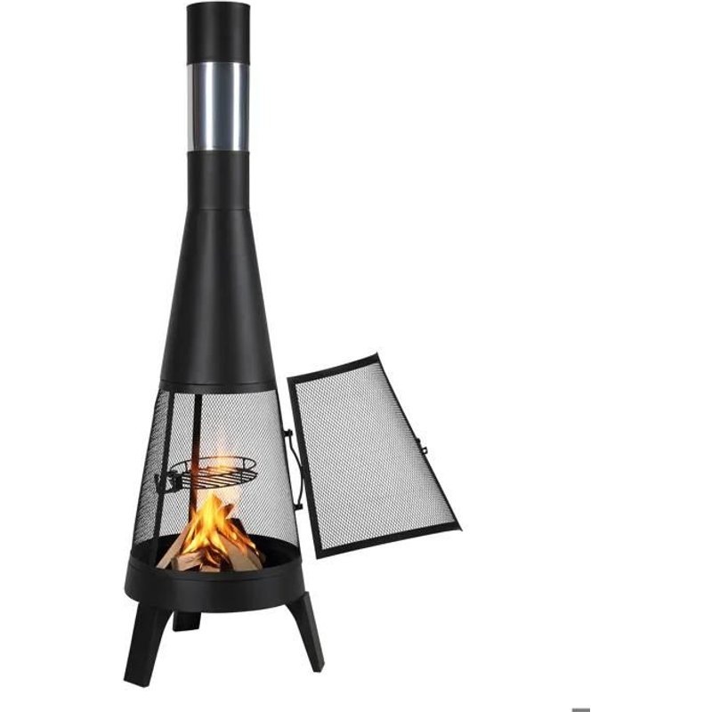 Cheminée Extérieure 508 mm-Duoku-Poêle à Bois Conique Solide pour Barbecue et Chauffage-avec Grille