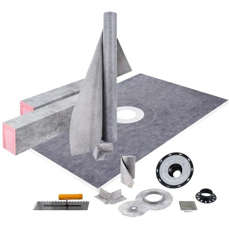 Ensemble de Bordure de Douche-Duoku- 48"x72"- Revêtement Étanche avec Bride Centrale en PVC- Grille en Acier Inoxydable