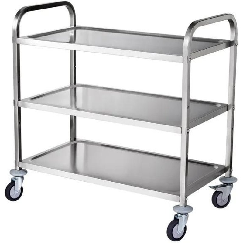 Chariot de Cuisine à 3 Niveaux-Duoku-Chariot à Roulettes en Fil Métallique avec Capacité de 450 lb-Chariot de Service en Acier