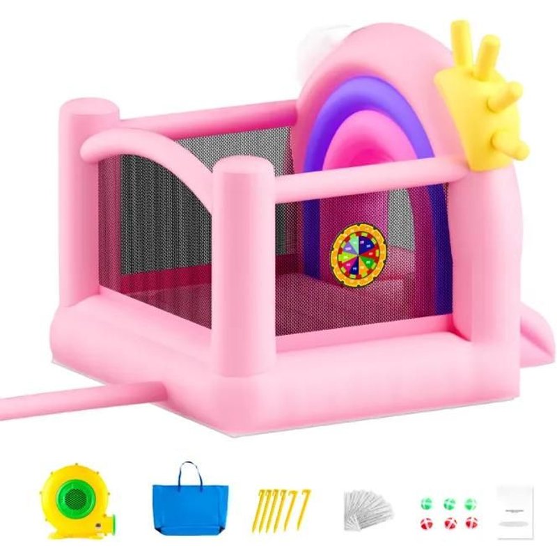 Maison Gonflable-Duoku-110x91x91 Pouces-Maison De Jeu Extérieure-Avec Souffleur Toboggan-Pour 3 À 8 Ans