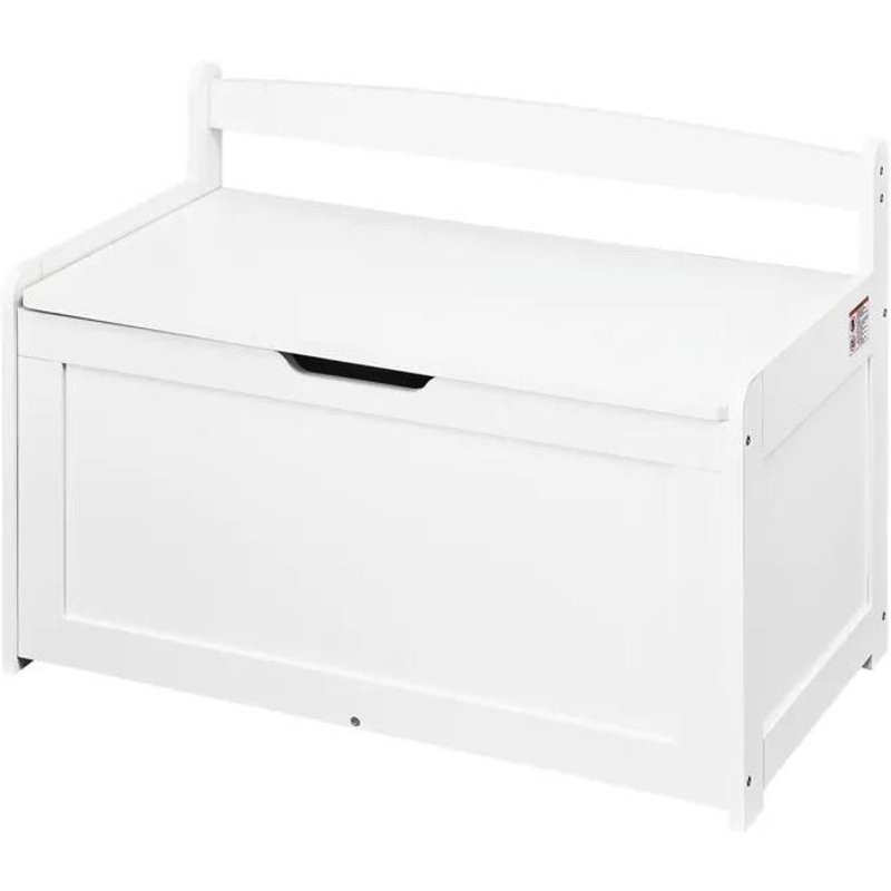 Coffre À Jouets En Bois Pour Enfants-Duoku-Boîte De Rangement Pour Jouets-Avec Couvercle Rabattable Et Charnière De Sécurité