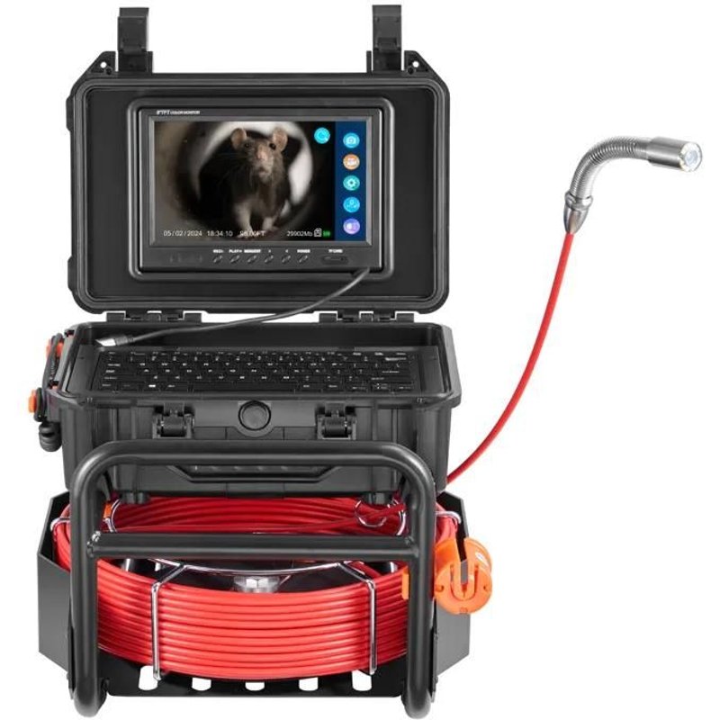 Caméra d'égout-Duoku-98 pi/30 m de Long-Caméra de Drainage à Nivellement Automatique avec Êmetteur 512 Hz-Compteur de Distance