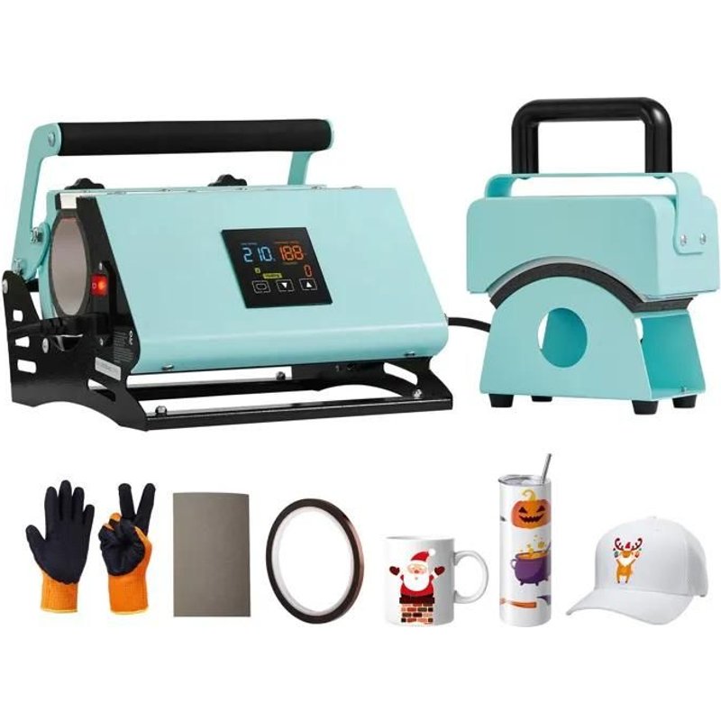 Presse à Chaleur 2 en 1-Duoku-pour Gobelets et Chapeaux-Compacte pour Casquettes-Contrôle Précis de la Température et du Temps