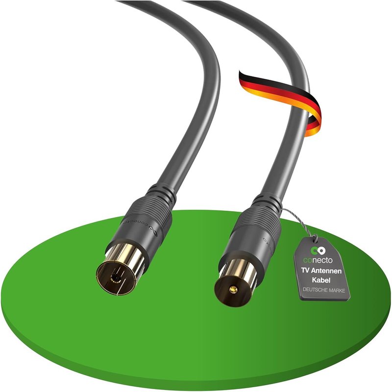 Câble d'antenne SAT Câble coaxial Câble de satellite TV 10,00m double blindage,connecteur IEC sur connecteur IEC femelle,pour HDTV,récepteur,satellite,DAB,radio,noir