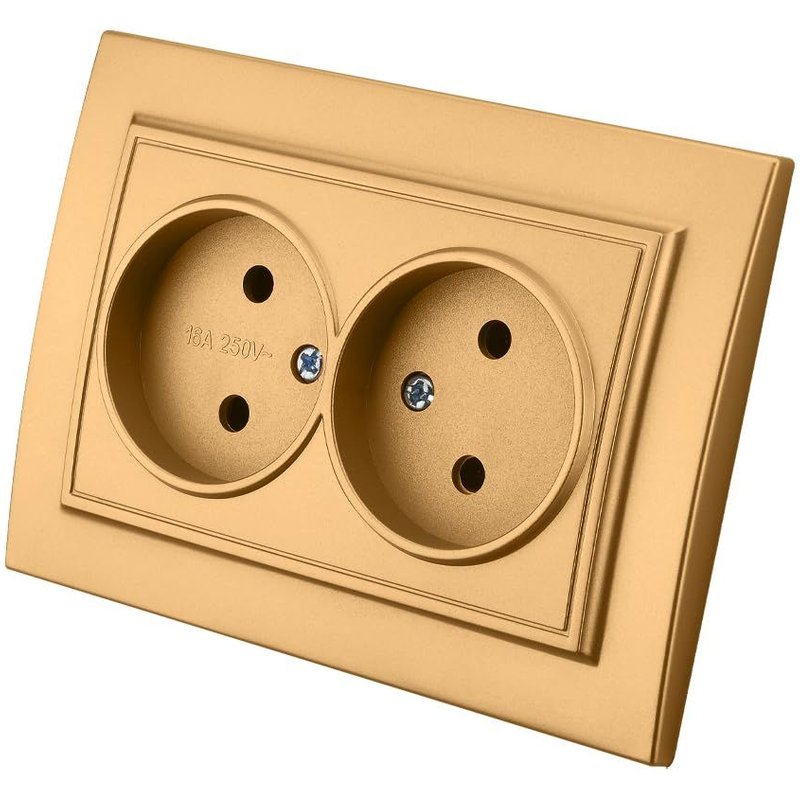 Prise murale encastrable double or couleur,16A/250V AC,CEE 7/3,7/4,Plastique