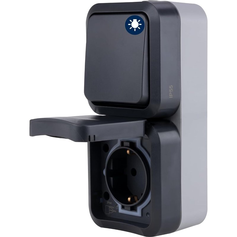 AquaStorm 0004860400 Prise de courant A/W Combi,IP55,montage en saillie,anthracite