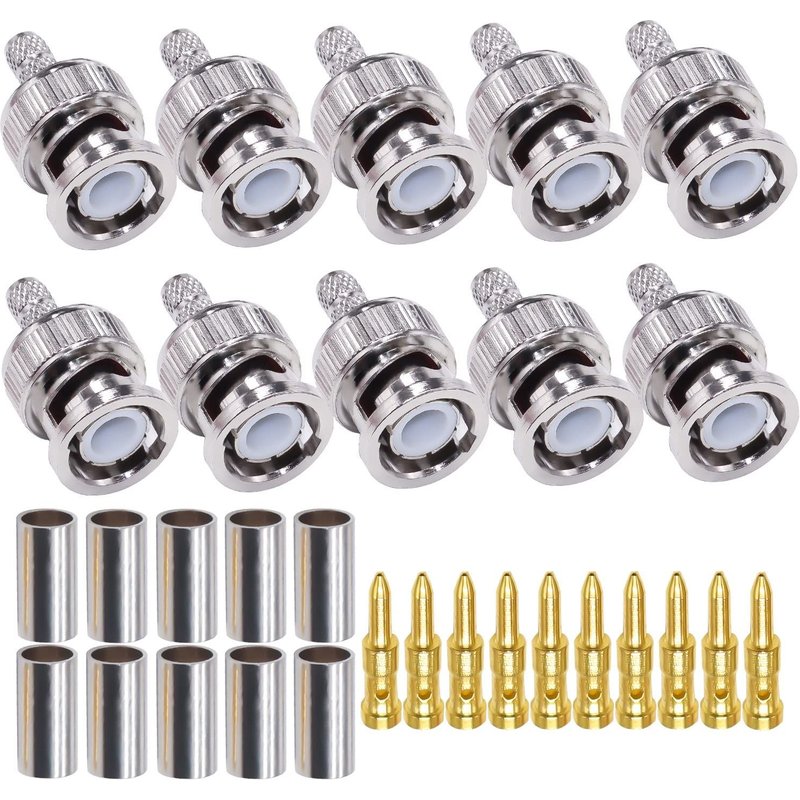 Connecteur mâle BNC connecteur mâle à sertir BNC 10 pièces pour câble coaxial RG58 RG142 convertisseur de Soudure de Type BNC