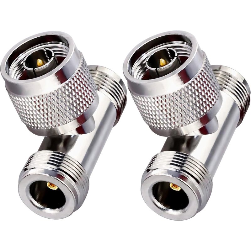 Lot de 2 connecteurs mâles de Type N à Double 2 connecteurs en té Femelles de Type N Adaptateur coaxial de Type N Répartiteur à 3 Voies en Forme de T pour câble d'extension Triple de Type T