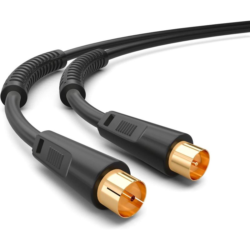 3m De Câble D'antenne 8k Uhd Câble D'antenne Hdtv Reliant Le Câble Coaxial À La Prise Câble Coaxial Plaqué Or Avec Noyau De Ferrite 2x Dab+ Dvb-T/T2 Dvb-C/C Noir