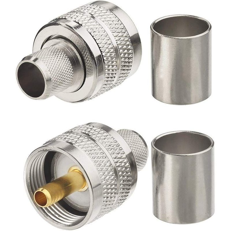 Connecteur UHF PL259 Mâle Droit à Sertir 2 Pièces 50Ohm Faible Perte Compatible avec Câble Coaxial LMR-400 RG8 RG8X RG213 RG214 Belden 9913 pour Radio,Antenne,Équipement RF
