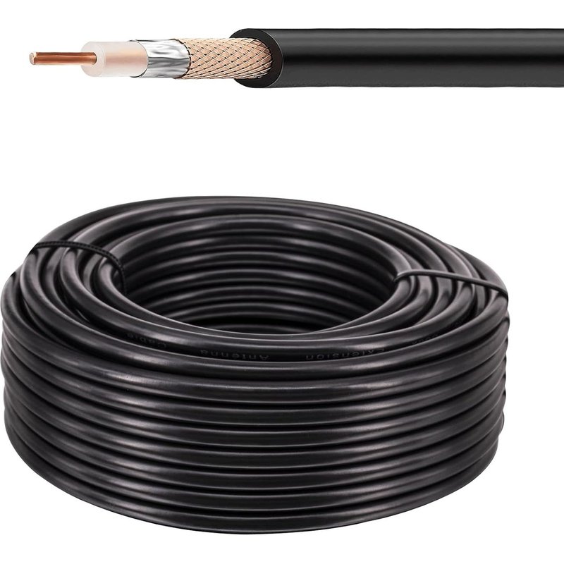 Câble Coaxial RG58 15M Câble d'Extension RG58 Coaxial Câble FlexibleExtension Faible Perte WIFI RG58 Câble Coaxial à Faible Perte pour Radio Antenne Routeur WiFi ect