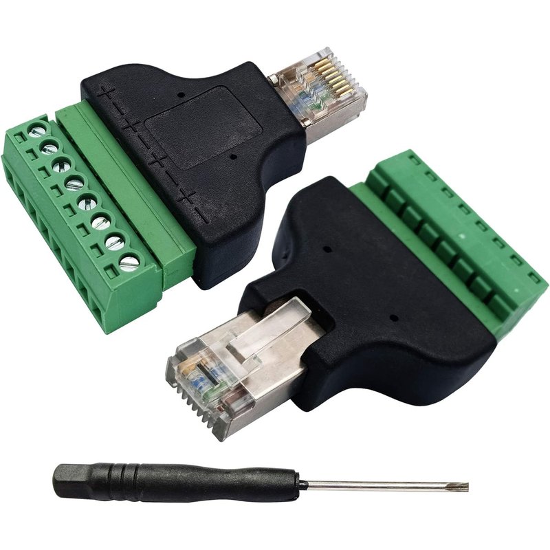 RJ45 Borne à vis RJ45 8P 8C Mâle à 8Pin Femelle Boulon Vis Type bornes Ethernet Net Network Pluggable Type Jack Plug pour AV CCTV UTP DVR Cat5 Cat6 Cat7 Coupleur (2 Pack/Mâle)