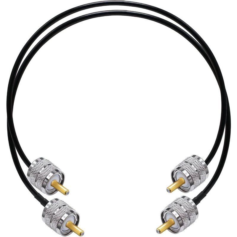 PL-259 Câble de raccordement RG58 UHF mâle à mâle CB Radio Câble coaxial 20 pouces (50 cm) SO239 Câble d'extension d'antenne Wifi pour analyseur d'antenne radio HAM 2 Pack