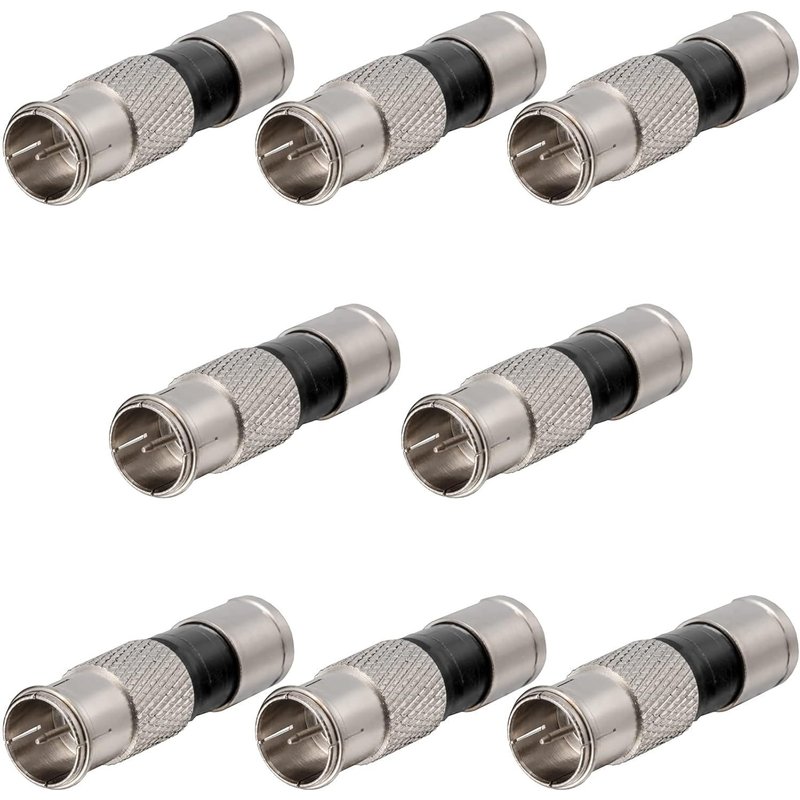 Lot de 8 adaptateurs de câble satellite-Fiche F Quickfix-Pour câble d'antenne-Câble coaxial-Diamètre : 6,8 à 7,2 mm-Connecteur de compression-Nickelé