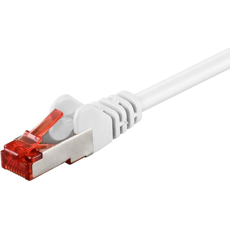 Câble réseau LAN CAT 6 pour Gigabit Ethernet S-FTP double blindage avec fiche RJ45 Blanc 1,5 m