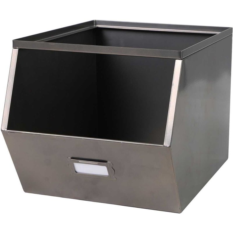 Casier De Rangement En Métal Avec Étiquette - Gris