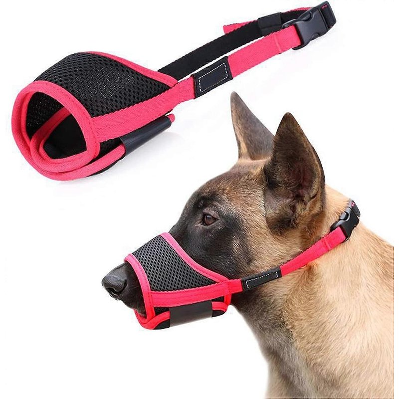 Muselière Pour Chien En Nylon Avec Protection Buccale En Maille Avec Boucle Et Coussinet Souple, Muselière De Dressage Pour Chien Rouge-Noir