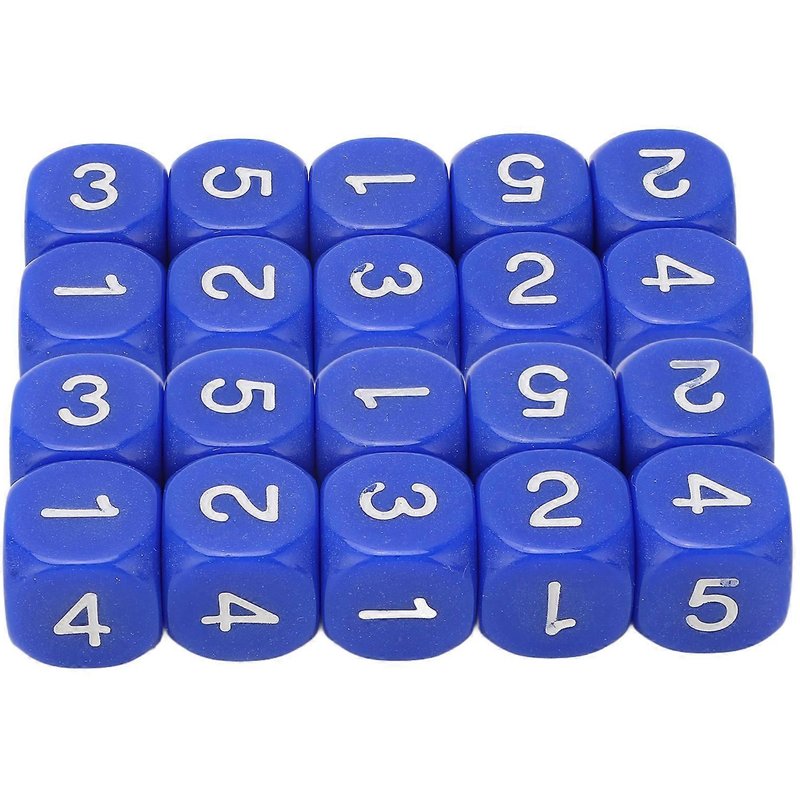 Ensemble de dés en plastique à 6 faces, 20 à 25 pièces, avec coins arrondis, outils pédagogiques pour jeux de société, bleu