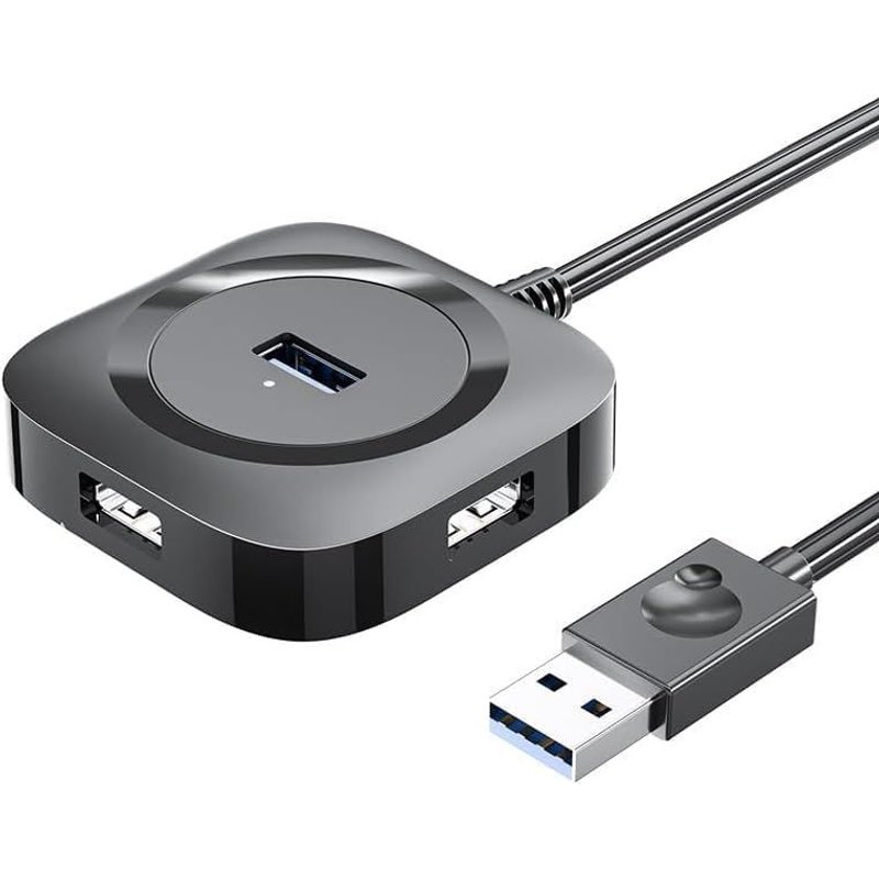 KAL-Hub Usb 3.0, Distributeur Usb Multi Usb 4 Ports Splitter Pour Pc, Mac, Surface Pro, Ordinateur Portable, Ps4, 0.2M Câble D'Extension Long Mini Usb 3.0 Adaptateur (Usb 2.0 Noir)