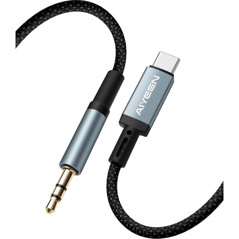 Câble audio USB-C vers 3,5 mm,1 m,en nylon tressé,type C mâle vers 3,5 mm mâle,avec puce DAC Hi-Fi,Plug & Play,pour casques,enceintes,AUX de voiture et ordinateurs portables