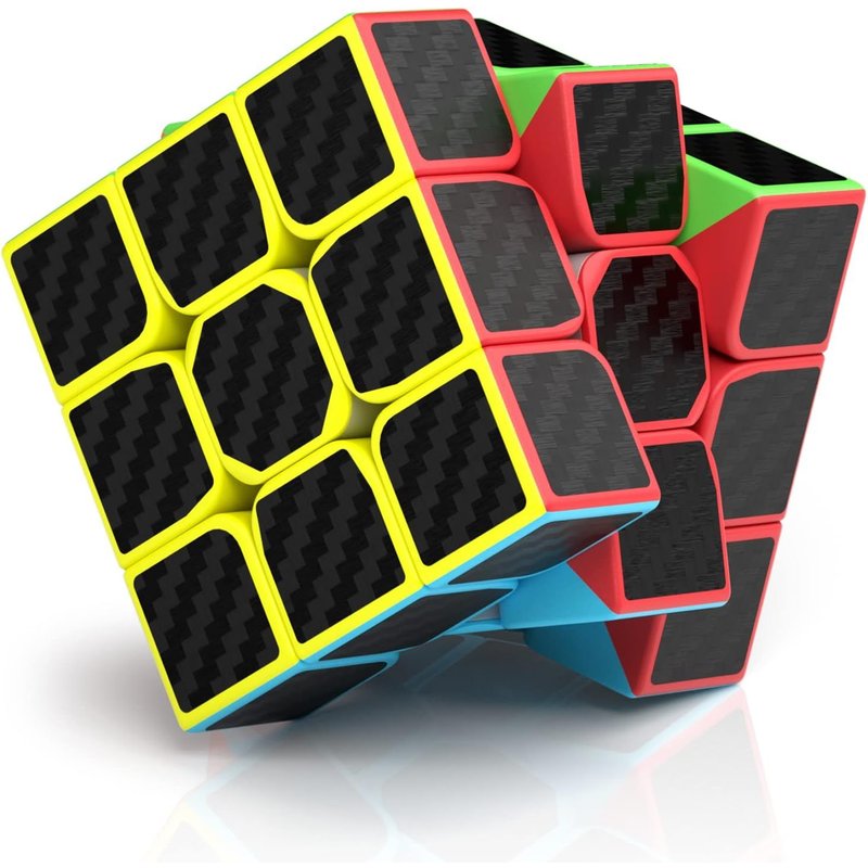 Cube de Vitesse 3x3,Cube Magique 3x3x3 Sticker Fibre de Carbone Super-Durable avec des Couleurs Vives (3x3x3)