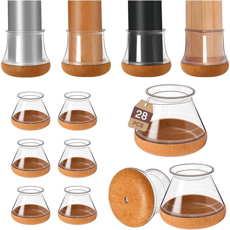 28 Pièces Protection Pied de Chaise,Silicone Transparent Patins pour Meubles,Patin Chaise pour Sols en Bois Dur et Carrelage,Réduisent Les Rayures(Fit: 30.1-40mm)