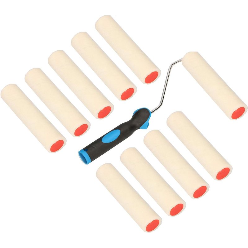 Lot de 10 rouleaux à peinture en velours x mm avec poignée en caoutchouc pour travaux de peinture et de rénovation (30 x 150 mm)