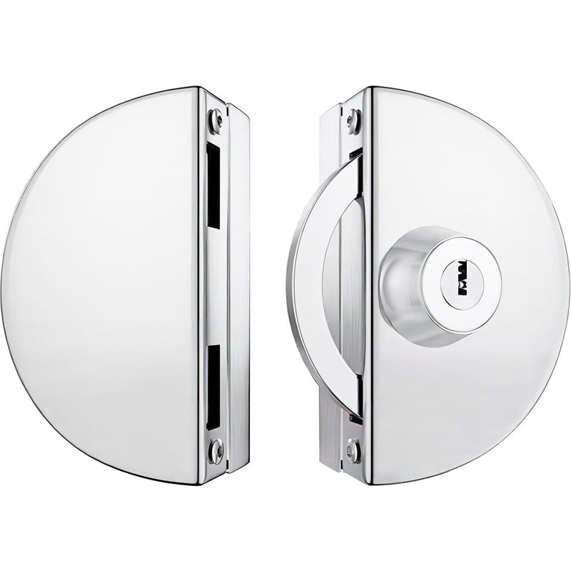 Serrure de Porte en Verre en Acier Inoxydable Sans Anti-blocage,avec 3 Clés en Cuivre pour Bureau,Maison,Salle de Bain D'épaisseur de Verre 10-12 mm