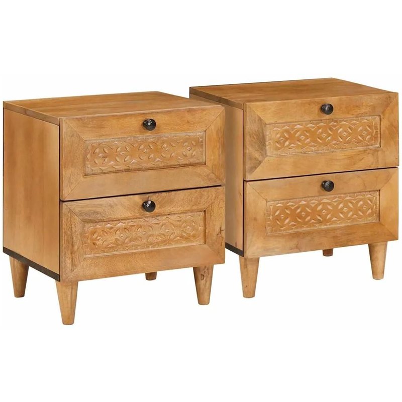 Vidaxl Table De Chevet Avec Tiroir 2 Pcs Marron Clair 40 X 33 X 46 Cm