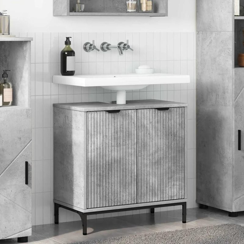 vidaXL Meuble de Lavabo de Salle de Bain avec stockage Gris béton