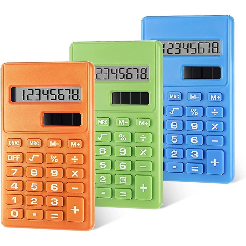 2025 - Mini calculatrice de bureau numérique 3 pièces avec écran LCD à 8 chiffres, fonction électronique standard