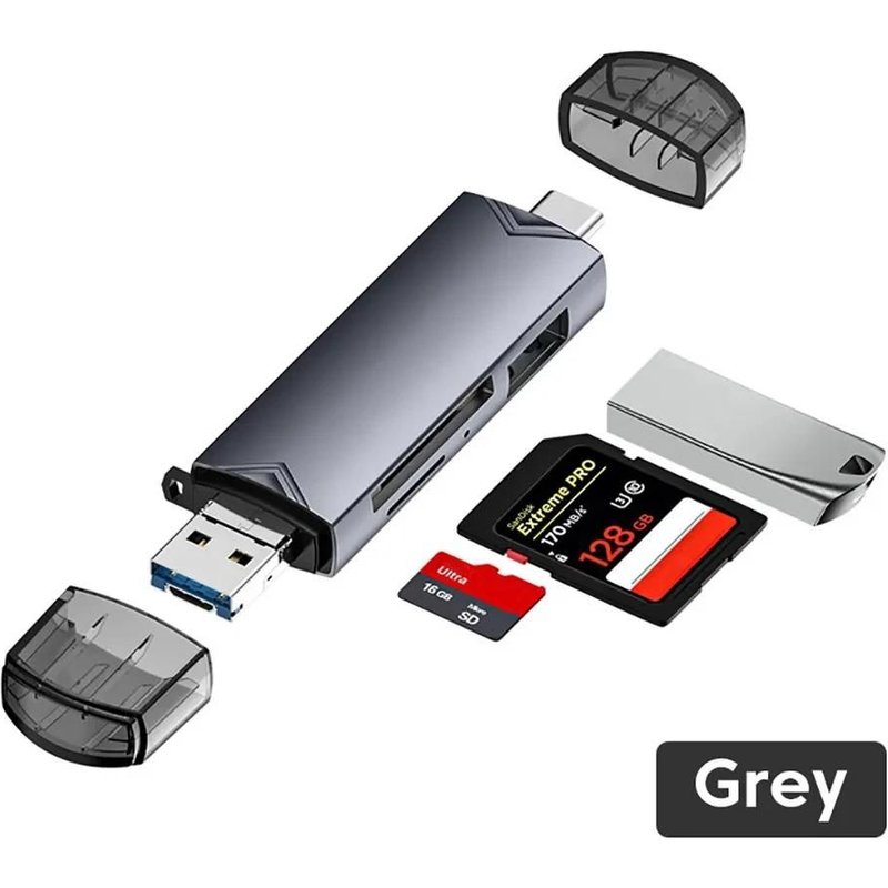 6 en 1 Type C SD TF lecteur de carte Micro USB adaptateur de clé USB 5Gbps transfert haute vitesse lecteur de carte multifonctionnel