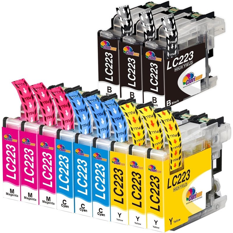LC 223 Cartouches d'encre pour LC223 LC221 Noir Cyan Magenta Jaune Compatible pour MFC-J480DW J5620DW J680DW J4420DW J5320DW J4620DW J880DW DCP-J4120DW J562DW (Lot de 12)