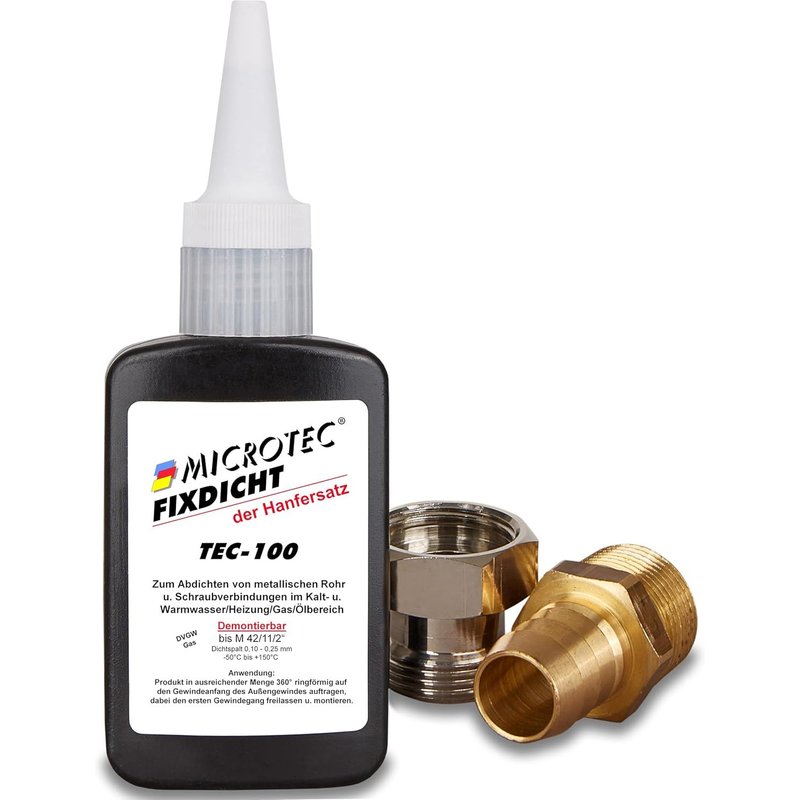 Microtec Fixdicht produit d¿étanchéité TEC-100étanchéité de filetage et étanchéité de tuyaux50gsubstitut de chanvreproduit d¿étanchéité de filetage rapide et sûradhésif pour boulons