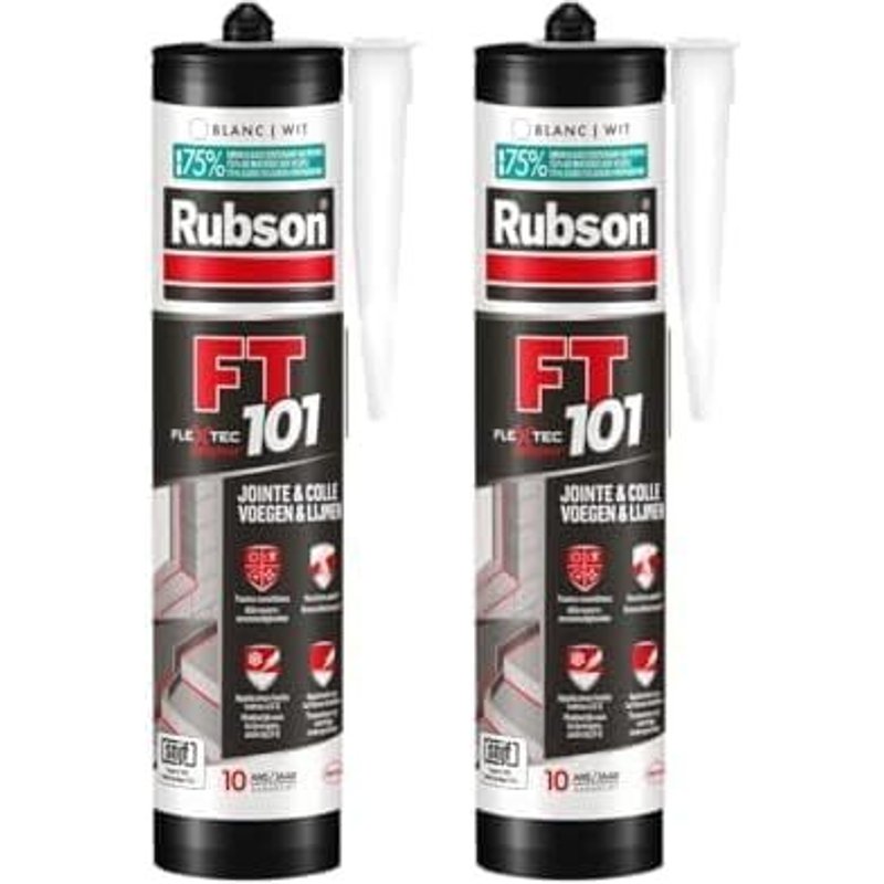 Mastic FT 101 Blanc (cartouche de 280 ml)-Mastic polymère pour joints,fissures et collages-Mastic étanche multi-matériaux pour intérieur & extérieur (Lot de 2)