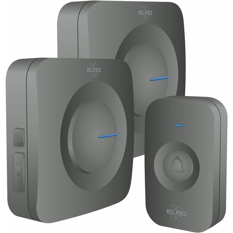 Sonnette de Porte sans Fil ELRO DB3000 - 2x récepteur à Piles - 64 Mélodies - 300m - Noir