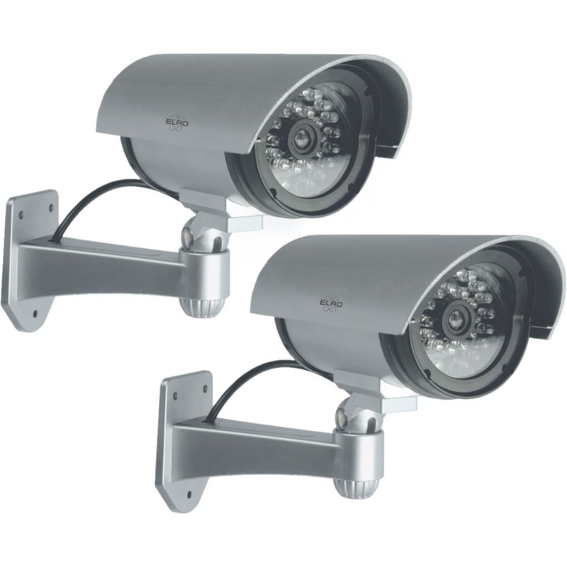 ELRO CDB25S-2 Caméra factice extérieur avec LED - 2 Paquet - Gris - Action préventive contre les cambrioleurs
