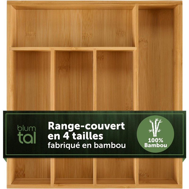 SJZG-Range Couverts Pour Tiroir Dimensions 27 X 30 Cm - Range Couvert En Bambou Avec 5 Compartiments - Ikea Maximera Standard Fixe - Facile D'Entretien Et Robuste - Rangement Au Design Élégant